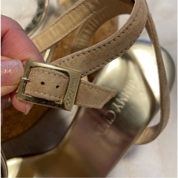 Jimmy Choo Elegant Tan Wedge Sandals - Picture 9 of 9